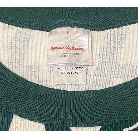 Hanna Andersson Organic Cotton Pajama Set Christmas Trees Holiday Top L Bottom M - Picture 9 of 16